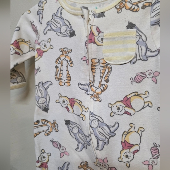 Disney White Pooh Print Footie One Piece - Picture 3 of 5